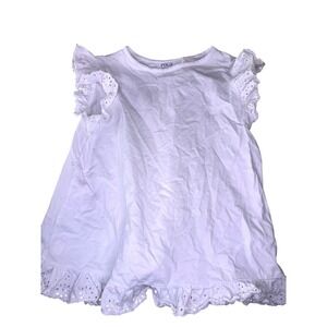 Polo Ralph Lauren Eyelet Ruffle Top Kids Size M 8-10 White  Flutter Sleeve